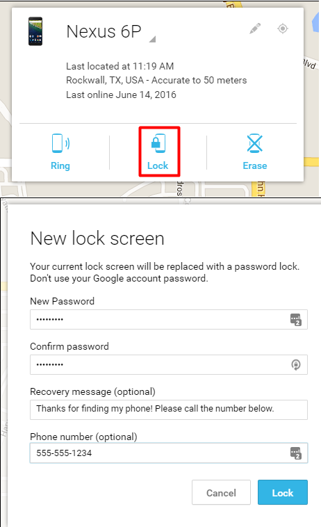 Android Device Manager Lock Option