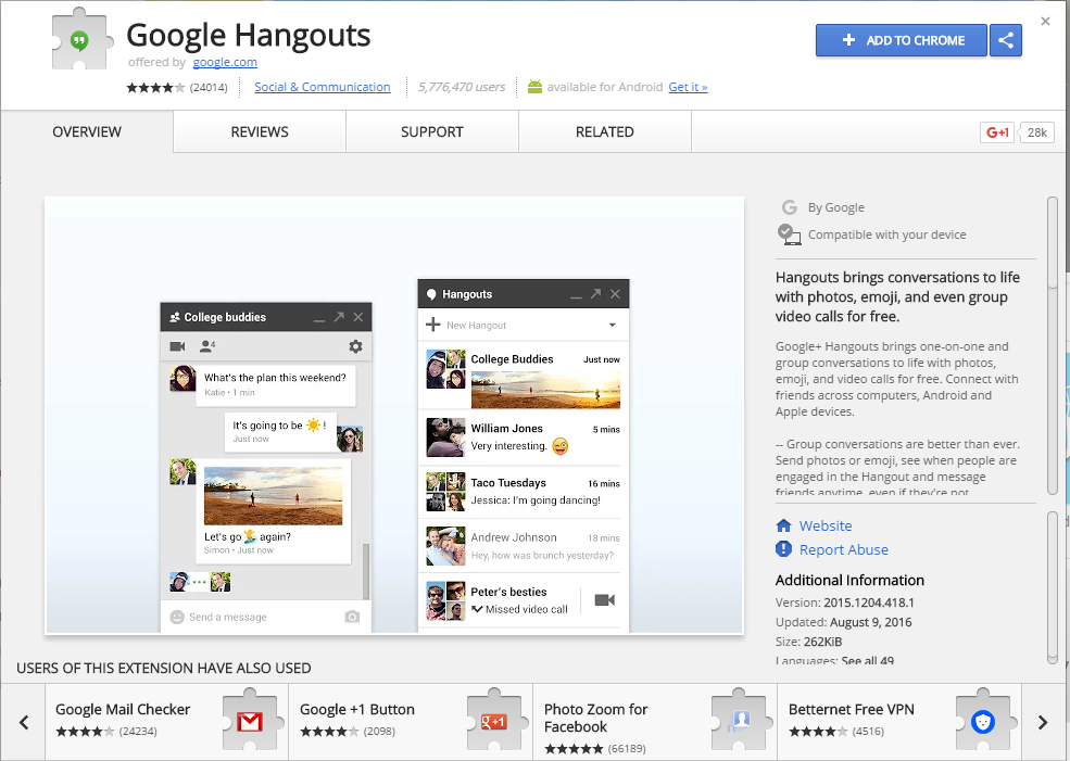 Google Hangouts Extension