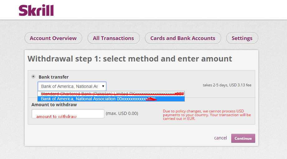 Withdraw Funds from Skrill to Payoneer