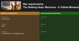 the walking dead michonne a telltale miniseries requirements mac en